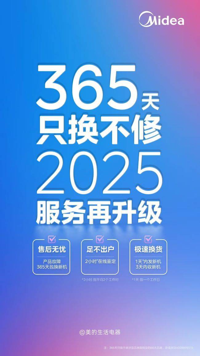 换不修售后新标准引领家电行业新风尚！千亿国际平台美的生活电器：365天只(图1)